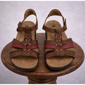 Earth Origins Amelie‎ Women's Leather Strappy Comfort Sandals Size 8M Brown